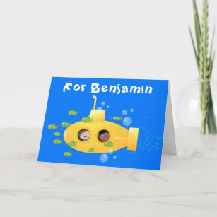 Kids Submarine Child Birthday Boy Fish Girl Ocean Details about   B33 Greeting Card 
