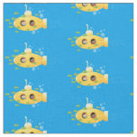 Cute yellow submarine fish cartoon illustration fabric