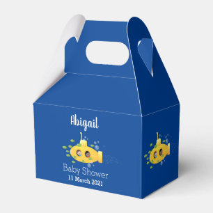 Cute yellow submarine fish cartoon illustration favor boxes
