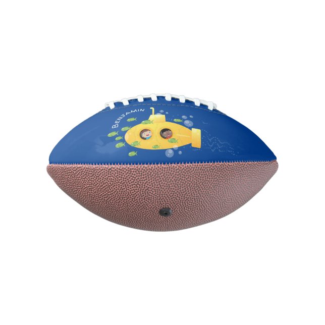 Cute yellow submarine fish cartoon illustration football (Rotated 270)