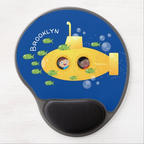 Cute yellow submarine fish cartoon illustration gel mouse pad