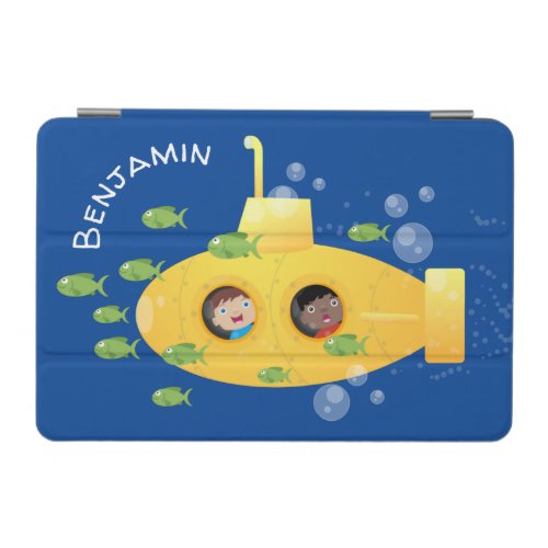 Cute yellow submarine fish cartoon illustration iPad mini cover