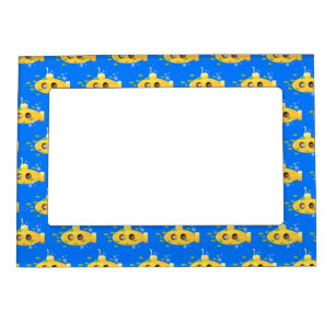 Cute yellow submarine fish cartoon illustration magnetic frame