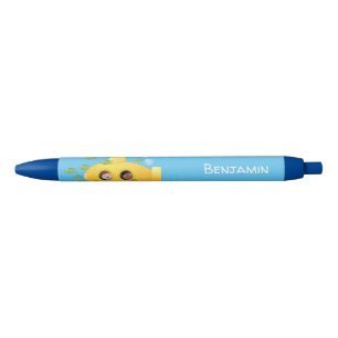 Cute yellow submarine fish cartoon illustration pen