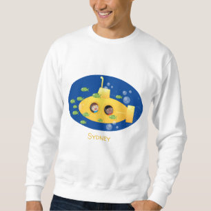 Cute yellow submarine fish cartoon illustration sweatshirt