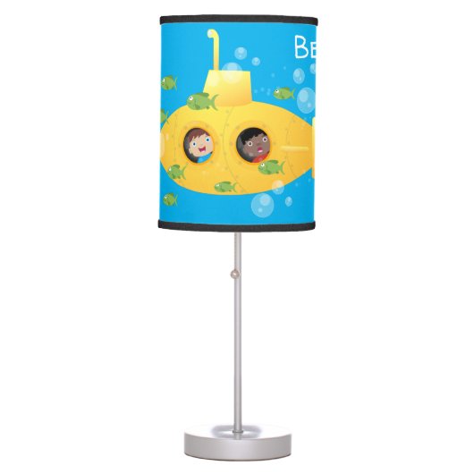 Cute yellow submarine fish cartoon illustration table lamp (Front)
