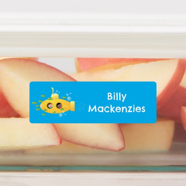 Cute yellow submarine fish cartoon personalized labels (Affixed)