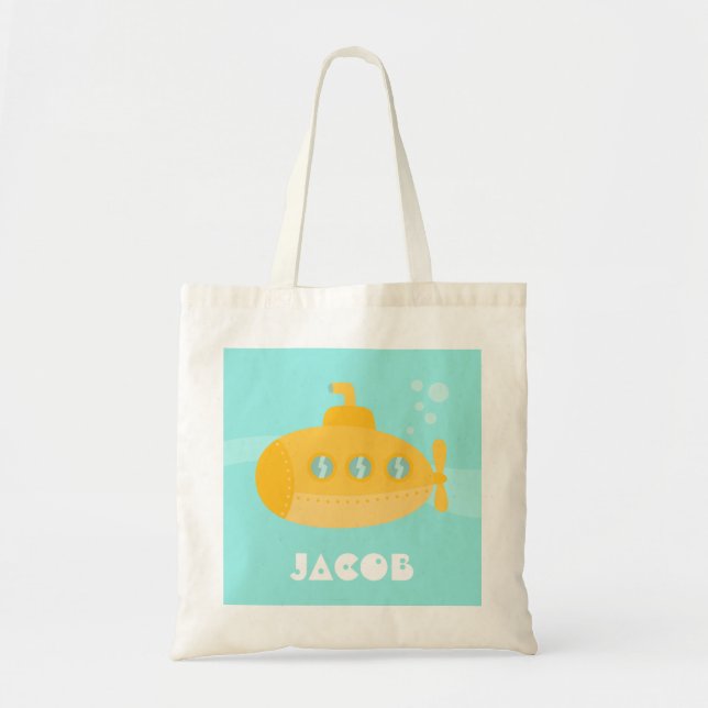 Cute Yellow Submarine, Ocean Vessel, For Kids Tote Bag (Front)