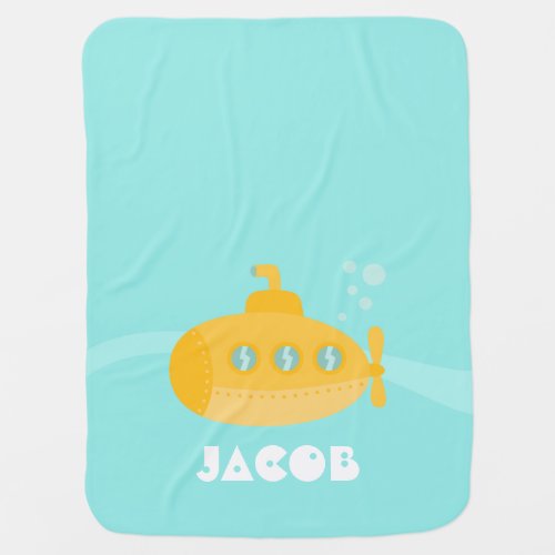 Cute Yellow Submarine Submerged Underwater Swaddle Blanket