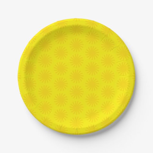 Cute yellow sun pattern happy fun bright modern paper plates
