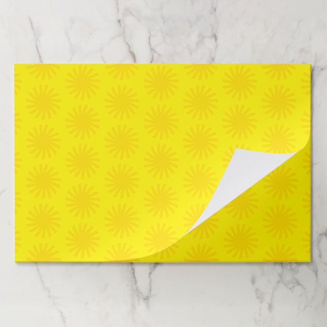Cute yellow sun pattern happy fun bright placemats (Folded)
