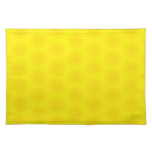 Cute yellow sun pattern modern happy fun bright cloth placemat