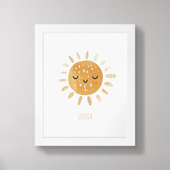 Cute Yellow Sun Poster Print (Framed Front)
