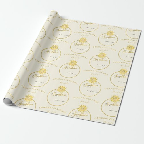 Cute Yellow Sun Ray of Sunshine Summer Baby Shower Wrapping Paper