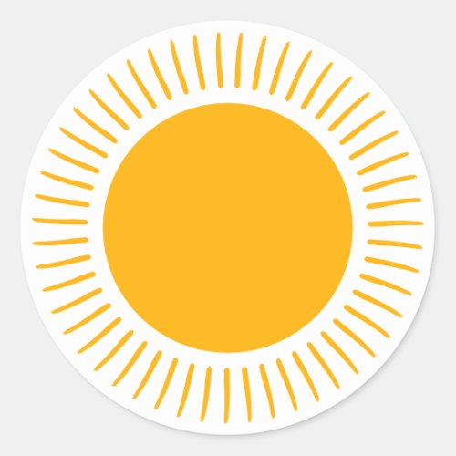 Cute yellow sun rays boho modern happy fun classic round sticker