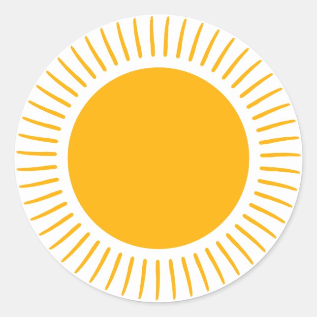 Cute yellow sun rays boho modern happy fun classic round sticker (Front)