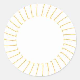 Cute yellow sun rays border frame blank classic round sticker