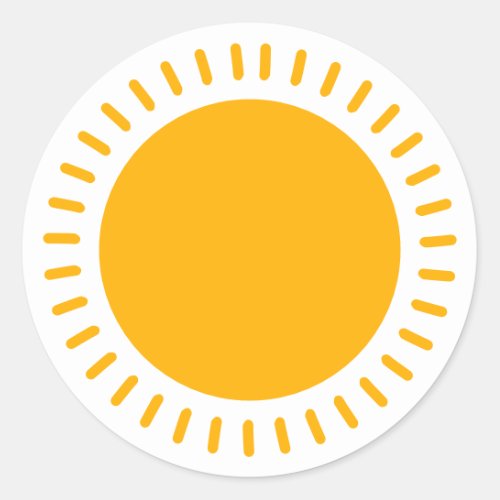 Cute yellow sun rays sunny happy fun blank modern classic round sticker
