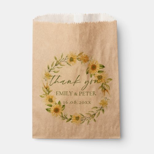 Cute Yellow Sunflower Floral Wedding Thank You Favor Bag