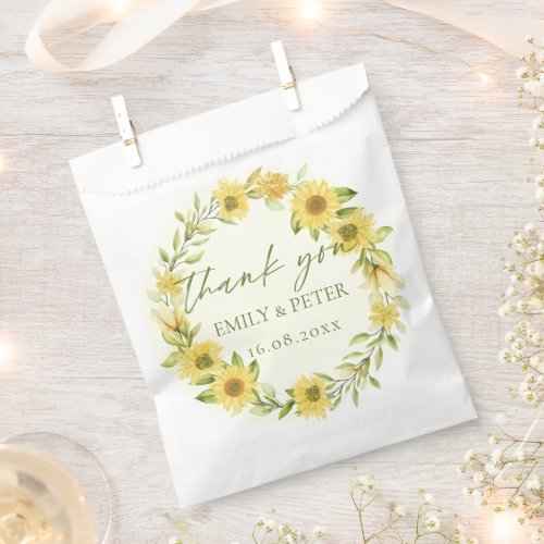 Cute Yellow Sunflower Floral Wedding Thank You Favor Bag