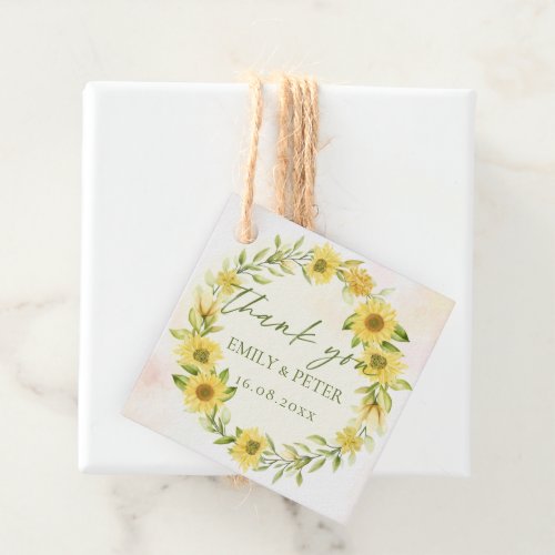 Cute Yellow Sunflower Floral Wedding Thank You  Favor Tags