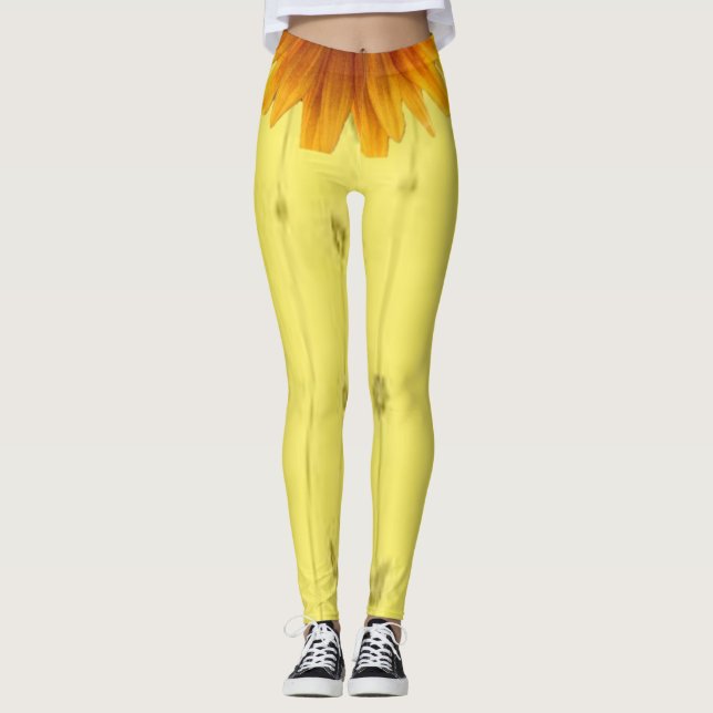 Cute Yellow Sunflower Leggings Long (Front)