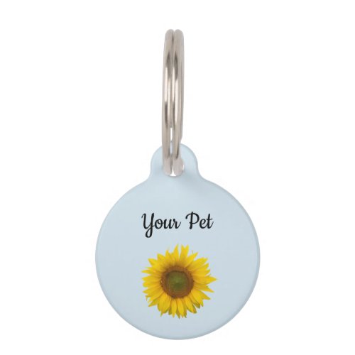 Cute Yellow Sunflower Monogram Pet ID Tag