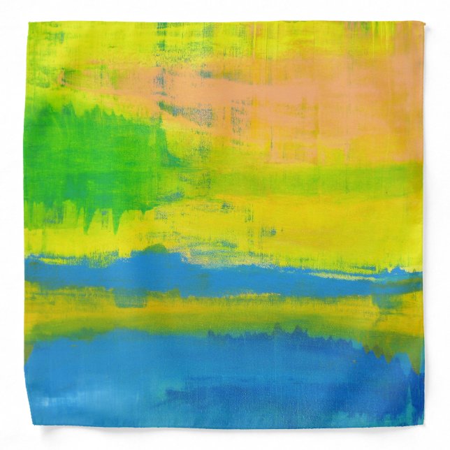 Cute Yellow Sunny Beach Blue Nautical Bandana (Front)