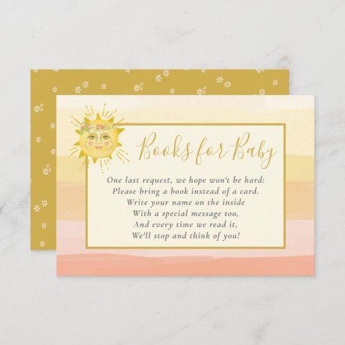 Cute Yellow Sunshine Baby Shower Books for Baby Enclosure Card