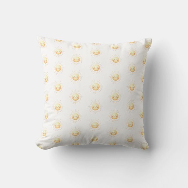 Cute Yellow Sunshine Boho Whimsical Kids Nursery Throw Pillow (Front)