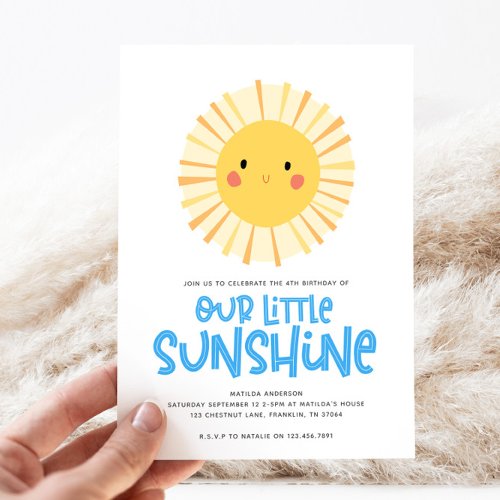 Cute yellow sunshine illustration birthday party