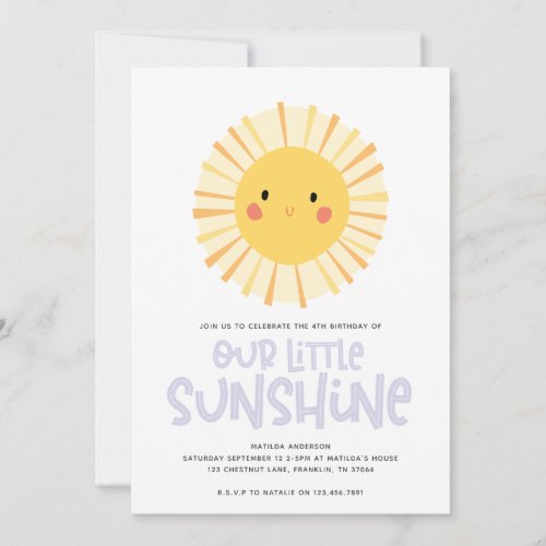 Cute yellow sunshine illustration birthday party