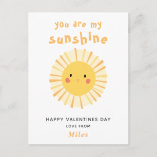 Cute yellow sunshine illustration valentines day postcard