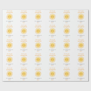 Cute yellow sunshine illustration valentines day wrapping paper