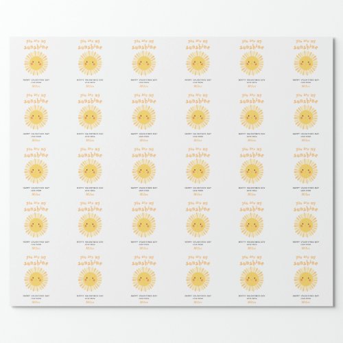 Cute yellow sunshine illustration valentines day wrapping paper