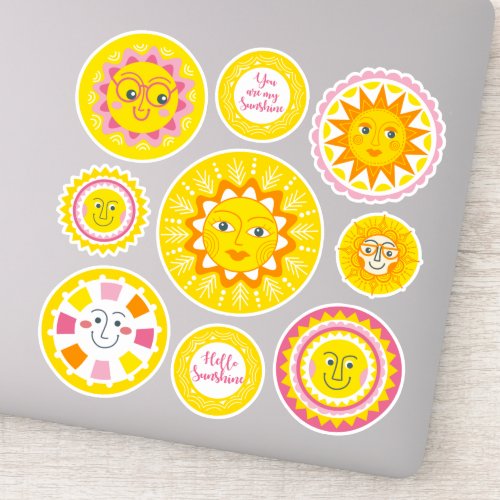 Cute Yellow Sunshine Vinyl Stickers