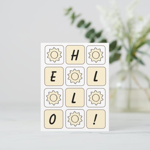 Cute Yellow Sunshine Your Name Hello Flat Note Card