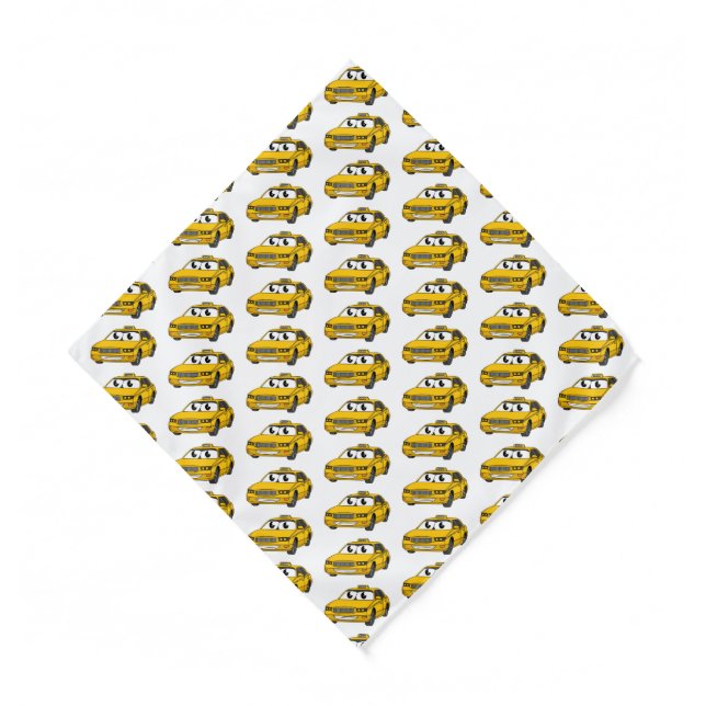 Cute yellow taxi fun cartoon illustration bandana (Front)