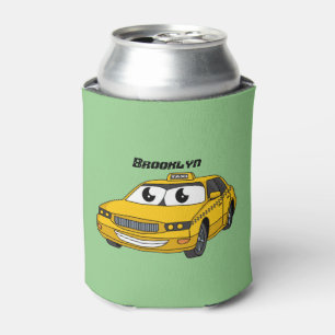 Cute yellow taxi fun cartoon illustration can cooler