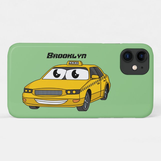 Cute yellow taxi fun cartoon illustration Case-Mate iPhone case (Back (Horizontal))