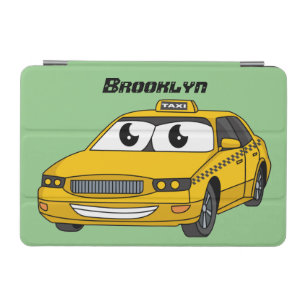 Cute yellow taxi fun cartoon illustration iPad mini cover