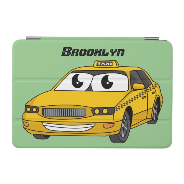 Cute yellow taxi fun cartoon illustration iPad mini cover (Horizontal)