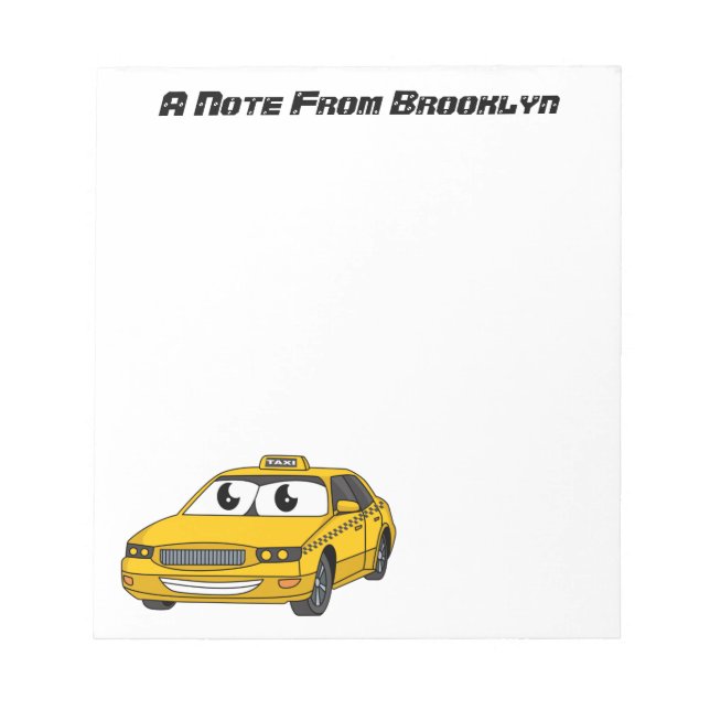 Cute yellow taxi fun cartoon illustration notepad (Front)