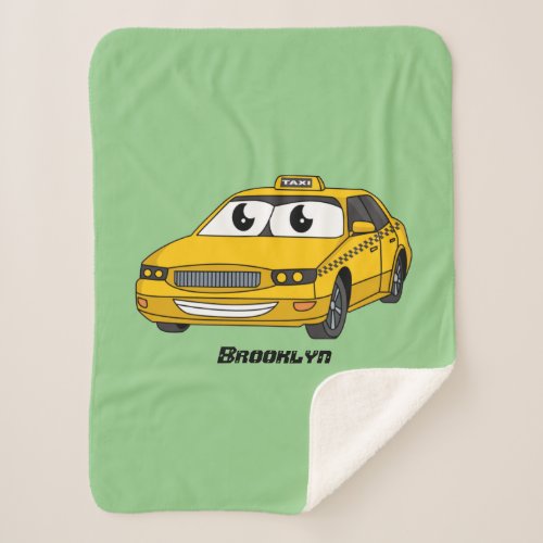 Cute yellow taxi fun cartoon illustration sherpa blanket