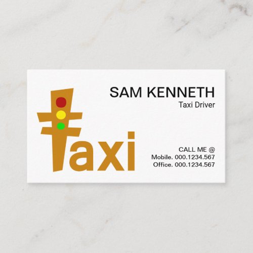 Cute Yellow Taxi Traffic Light Taxi Driver Business Card