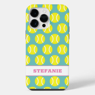 Cute yellow tennis ball pattern personalized iPhone 14 pro max case