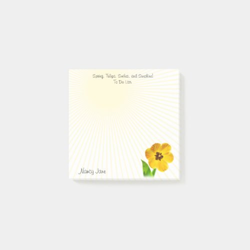 Cute Yellow Tulip Floral Photography To Do List Post_it Notes