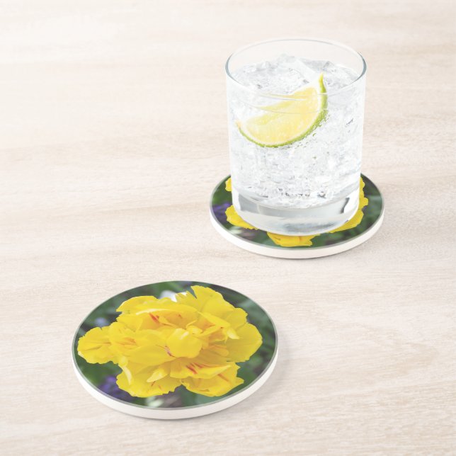 Cute yellow tulips in the garden coaster (Side)