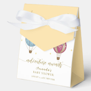 Cute Yellow Vintage Hot Air Balloon Baby Shower Favor Boxes
