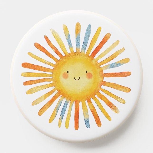 Cute Yellow Watercolor Sun Pop Socket (Popsocket)